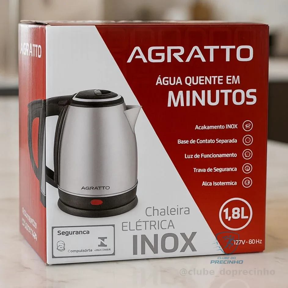 Agratto, 783, Chaleira Elétrica, 127v, Preto/Inox