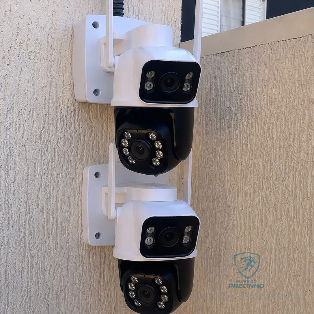 Kit 2 Câmera Wifi Externa A28 App Icsee Dupla Visão 3mp Prova Dágua Cor Branco