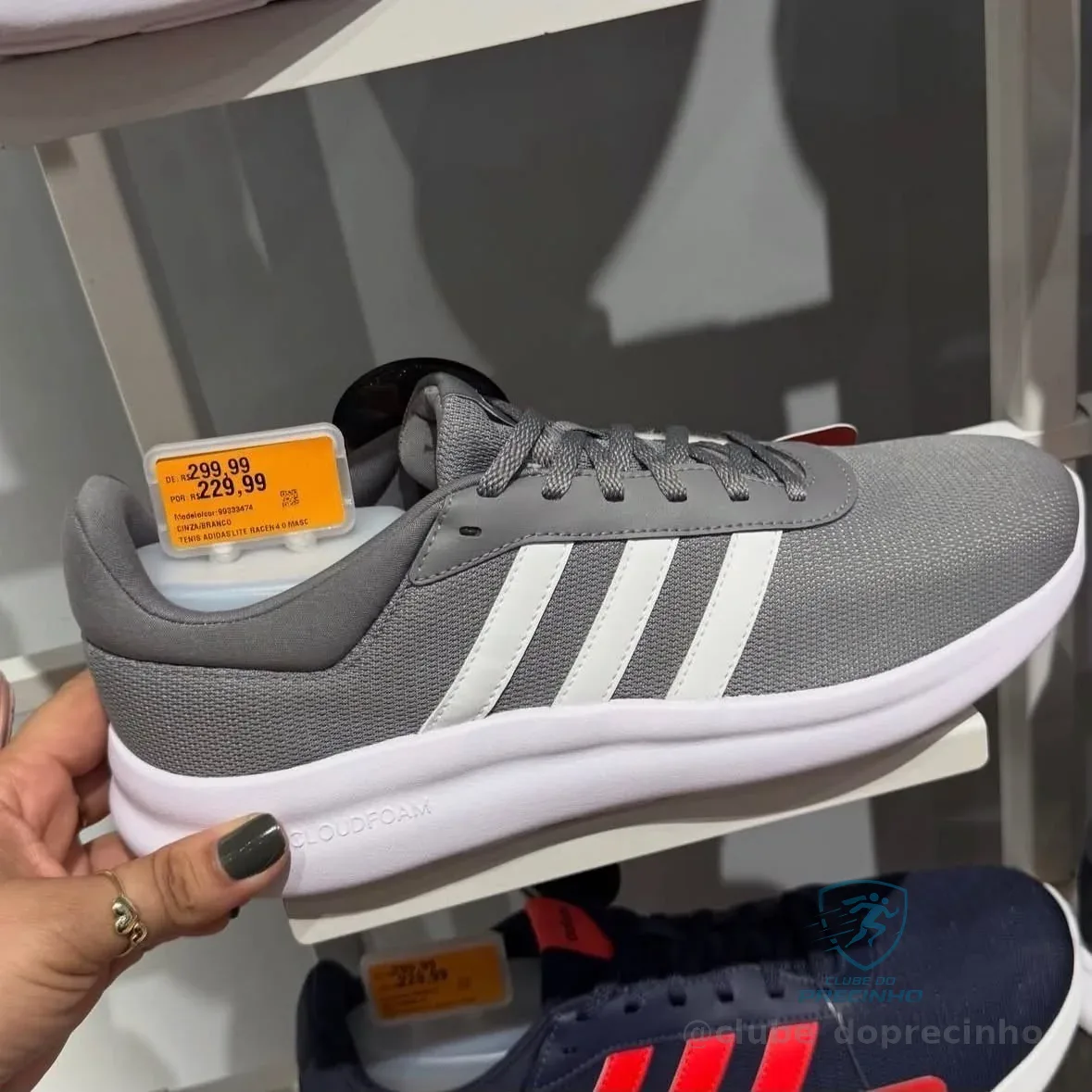 Tênis Adidas Lite Racer Masculino - Cinza+Branco