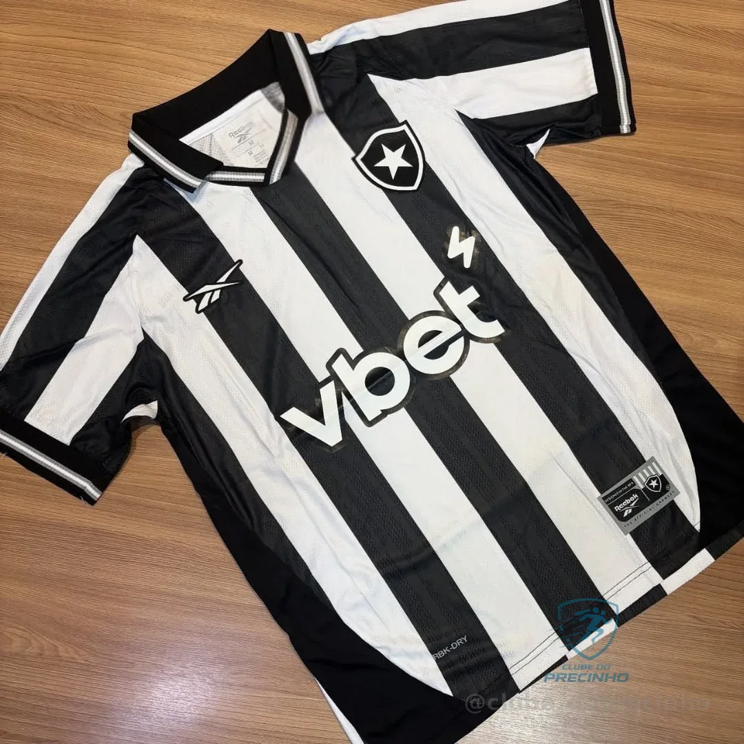 Camisa Botafogo I 25/26 s/n Torcedor Reebok Masculina - Branco+Preto