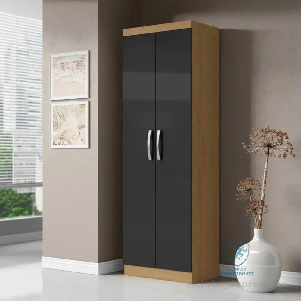 Armário Multiuso 2 Portas Preto New Aramóveis