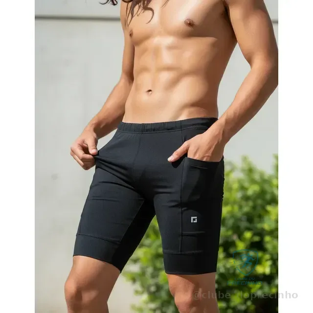 Shorts De Compressão P/ Corrida Masculino C/ Bolsos Laterais