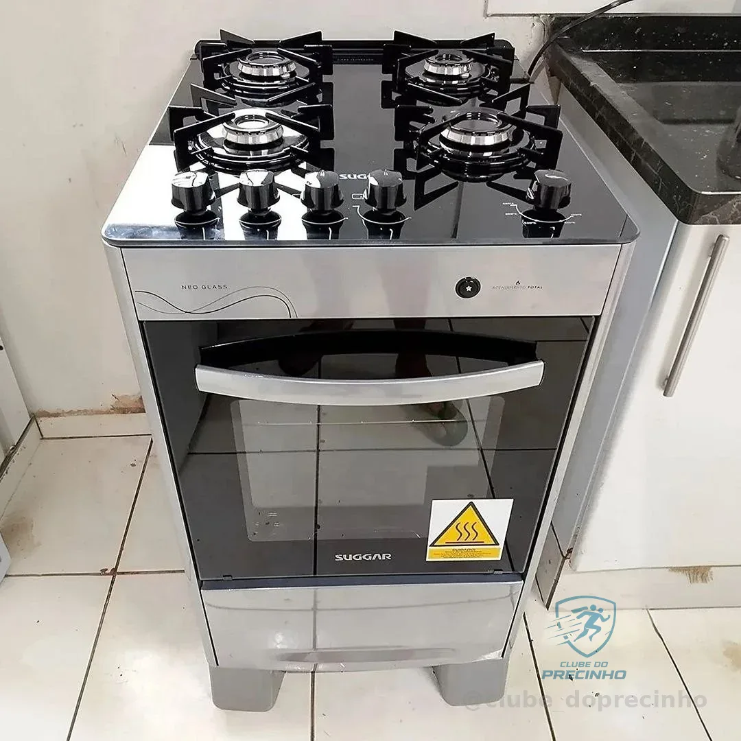 Fogão De Piso 4 Bocas Mesa Vidro Neo Glass Suggar FGVNG410PRIX Bivolt