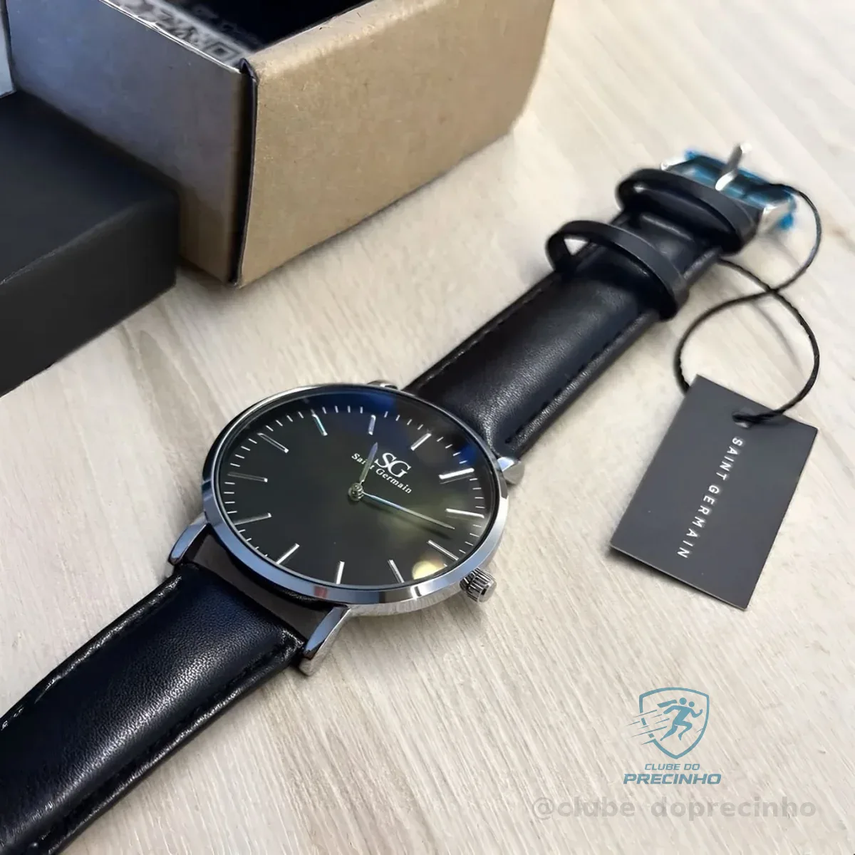 Relógio Masculino Saint Germain Murray de Quartzo com Pulseira Preta e Caixa Prateada de 40mm