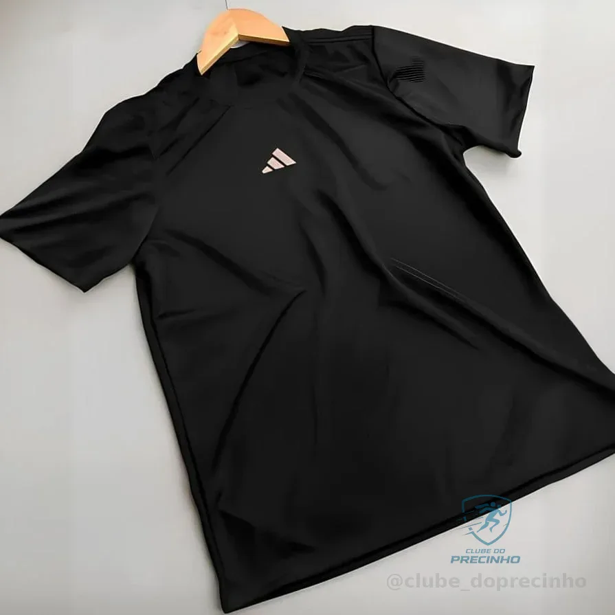 Camiseta Adidas Treino Básica Masculina - Preto+Branco