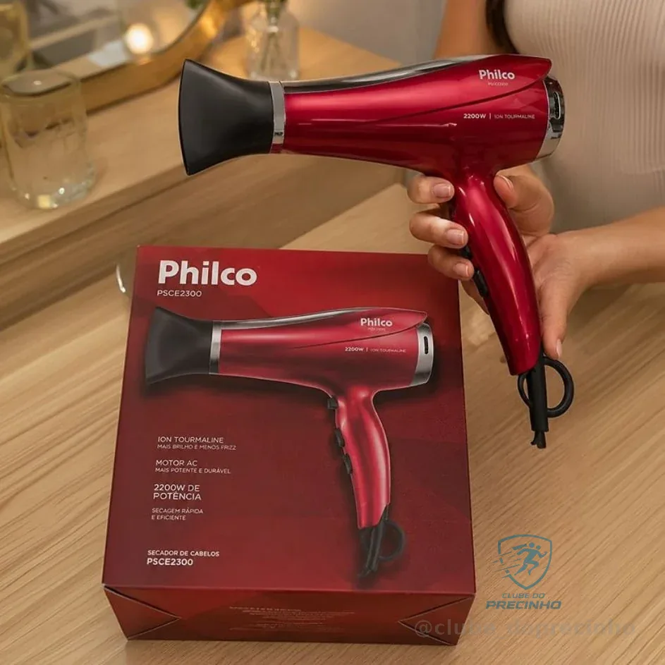 Secador De Cabelos 2200w Psc2300 Motor Dc Philco Cor Vermelho