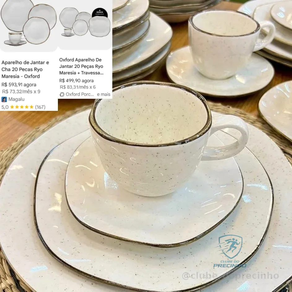 Aparelho De Jantar E Chá Ryo Maresia 20 Peças Branco E Marrom Oxford