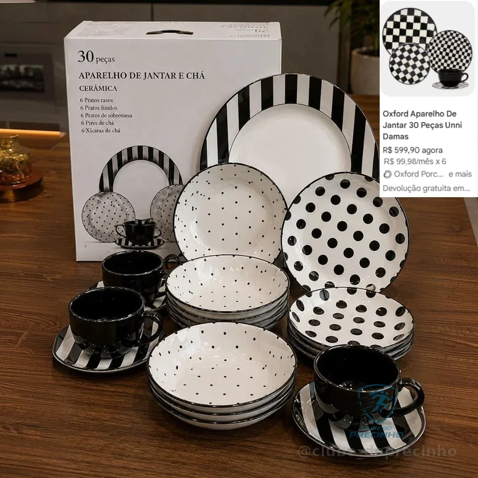 Aparelho De Jantar E Chá 30 Peças Unni Stripes And Dots Cor Multicor