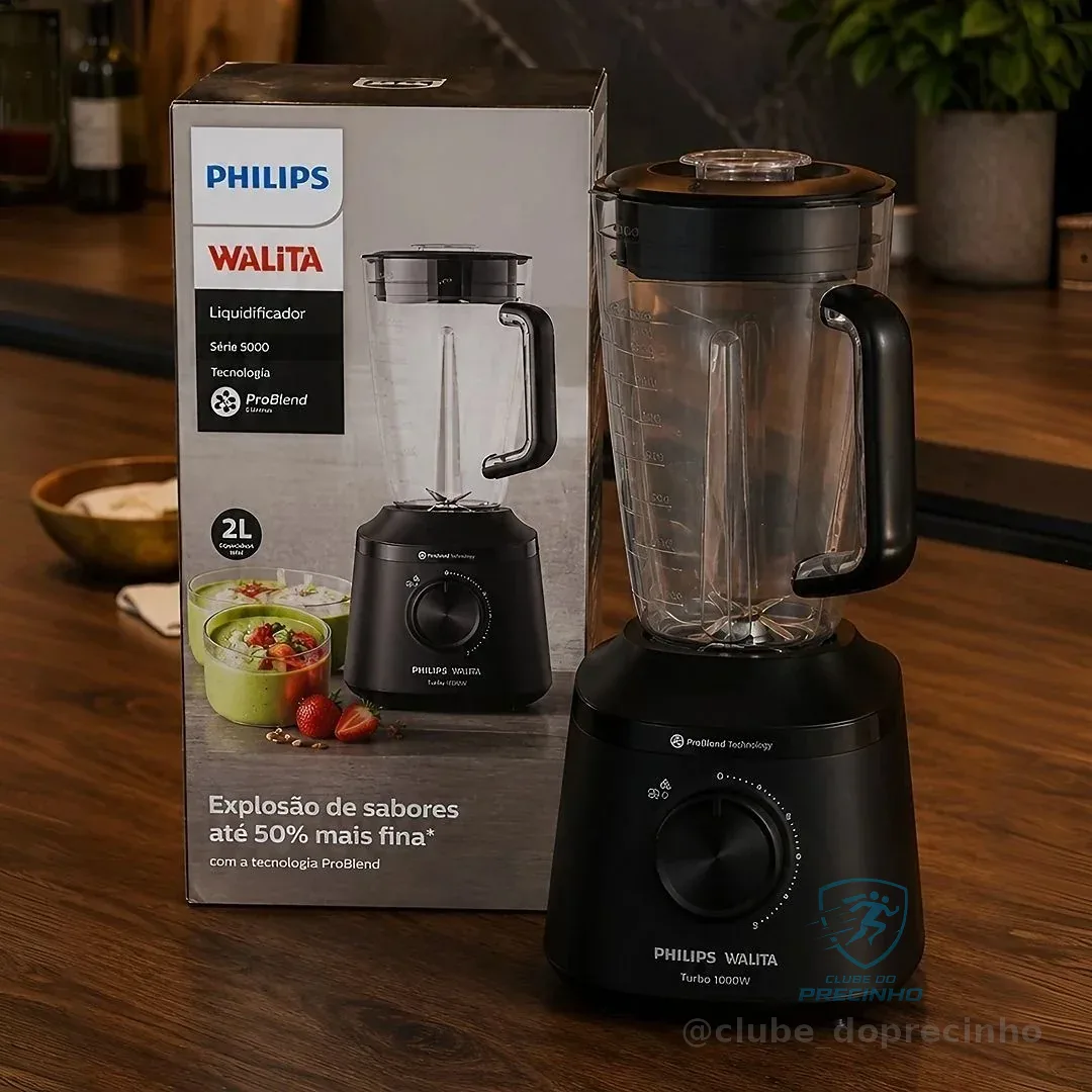 Philips Walita, Liquidificador Série 3000 Turbo, 220V, Preto, 1000W - HR2270/90