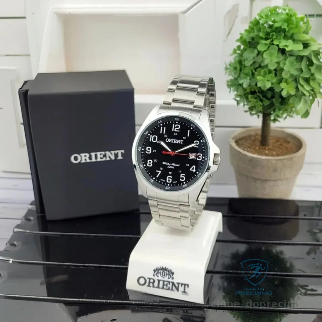 Relógio de pulso Orient MBSS1171 com corria de aço fundo preto