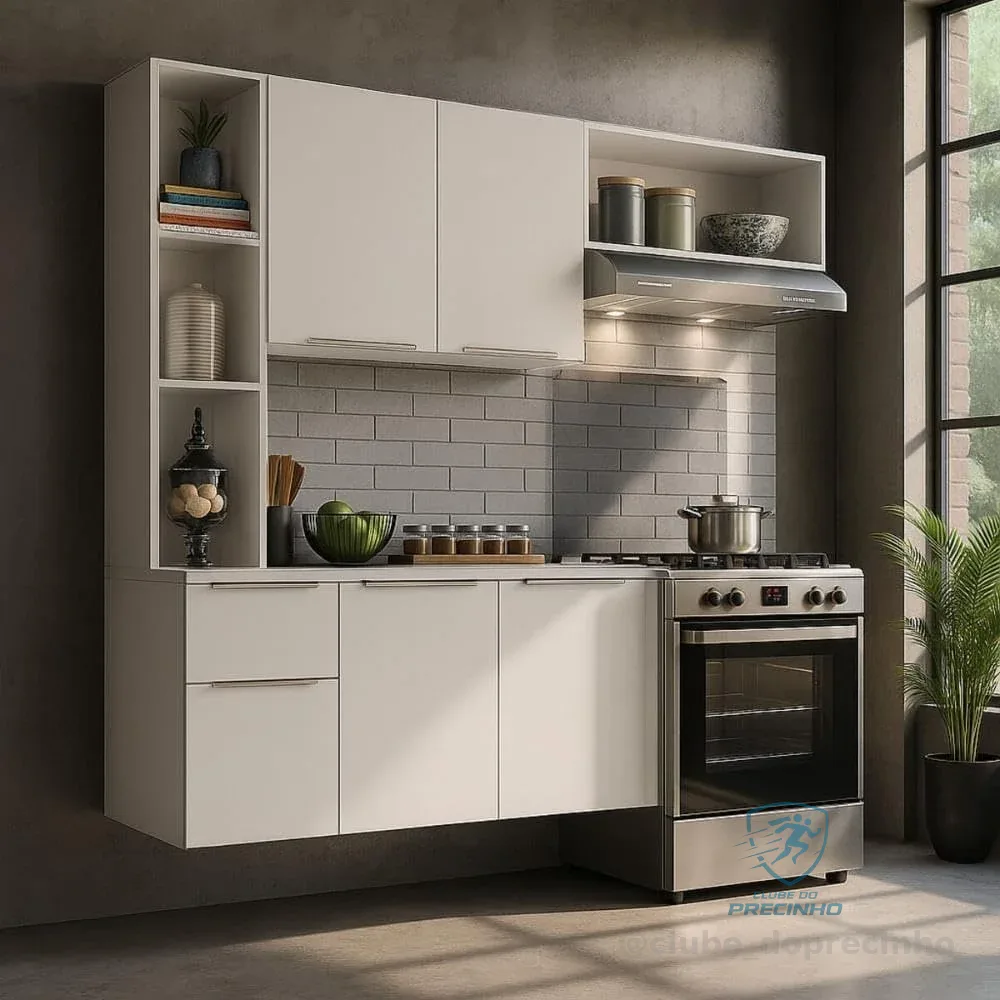 Armário de Cozinha Compacta com Balcão Sofia Multimóveis MP2001 - Branco