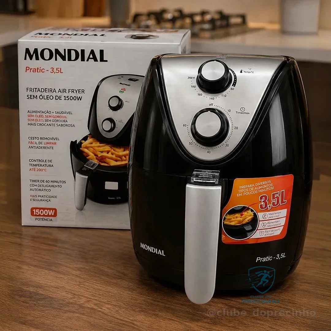 MONDIAL Fritadeira Sem Óleo Air Fryer 3,5L, Preto/Inox, 1500W, 110V - AF-30 I