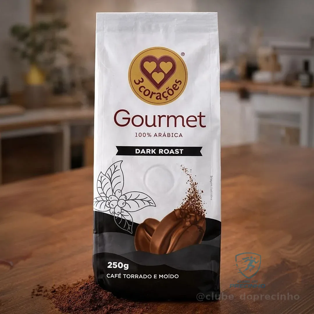 3 Corações Café Torrado e Moído Gourmet Dark Roast, 250G