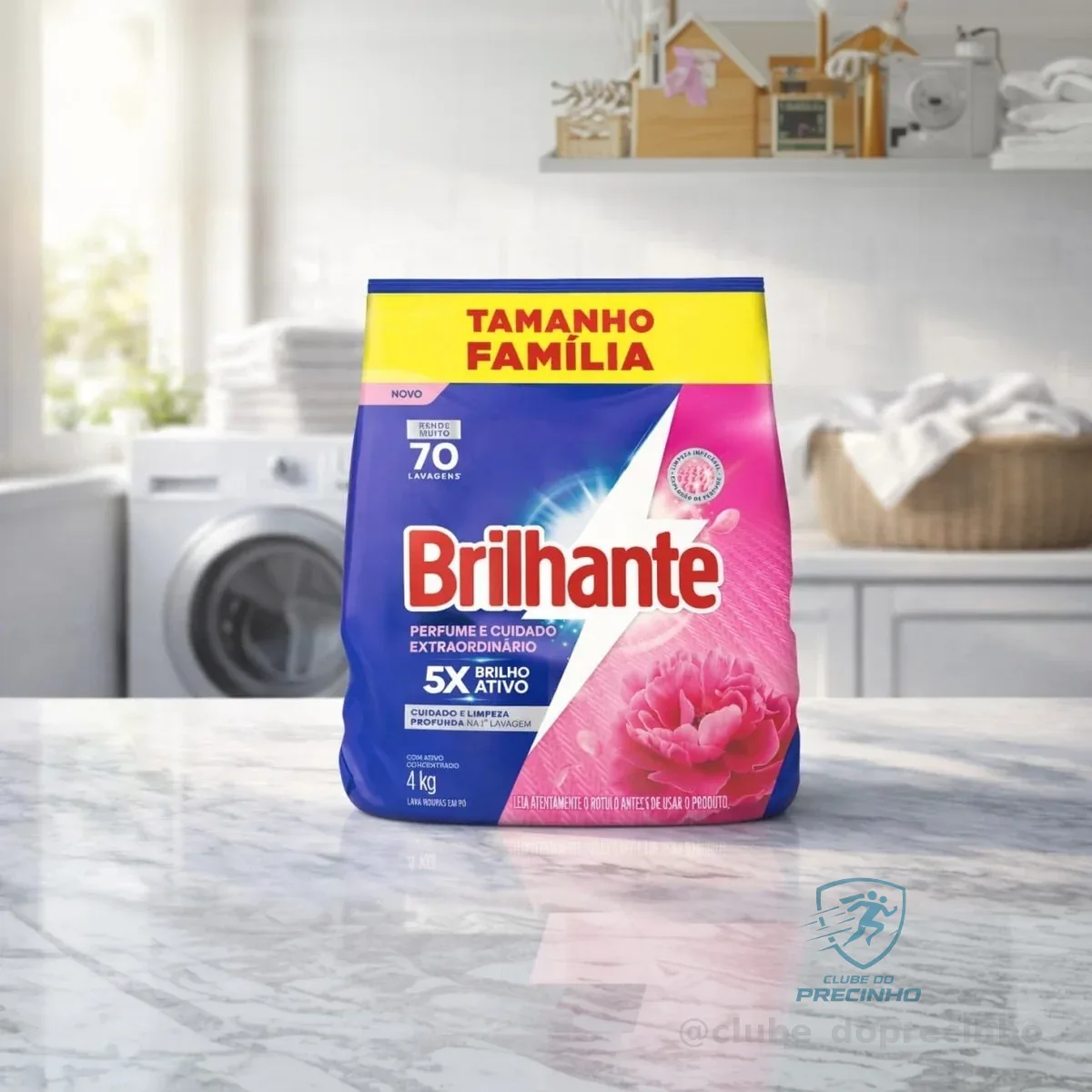 Brilhante Lava-Roupas em Pó Perfume e Cuidado Extraordinário Pacote 4kg