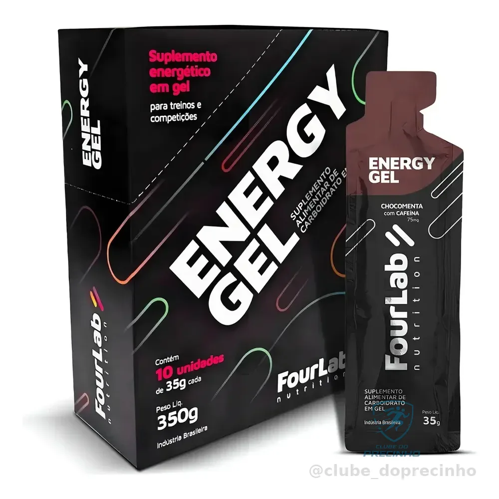 Gel De Carboidrato Fourlab Nutrition Energy Gel De Chocolate Com Cafeína - Pack Com 10 Sachês De 35g Gel De Chocolate C Cafeina