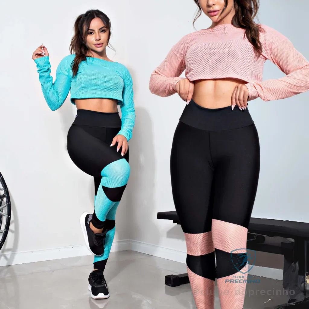 Conjunto Calça Legging E Cropped Top Dry Não Fica Transparente Moda Fitness Shopee