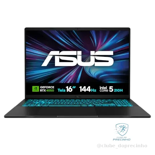🚀 Notebook ASUS V16 V3607VU NVIDIA RTX 4050 Intel Core 5 210H 8Gb Ram 512Gb SSD Linux KeepOs Tela 16" LED Nível IPS 144Hz Preto - RP296
