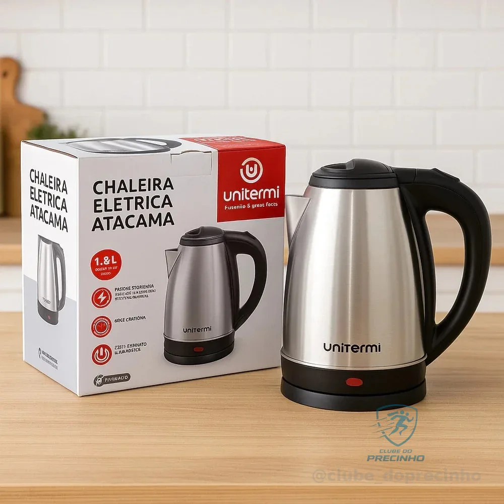 UNITERMI Chaleira Elétrica 1,8 Litros Inox Ideal para Chá, Café e Chimarrão Shopee
