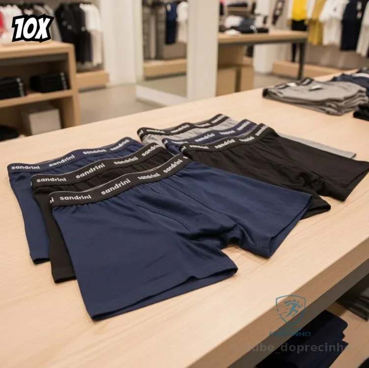 Kit 10 Cuecas Boxer Sandrini Masculinas Algodão Conforto Sortidos G