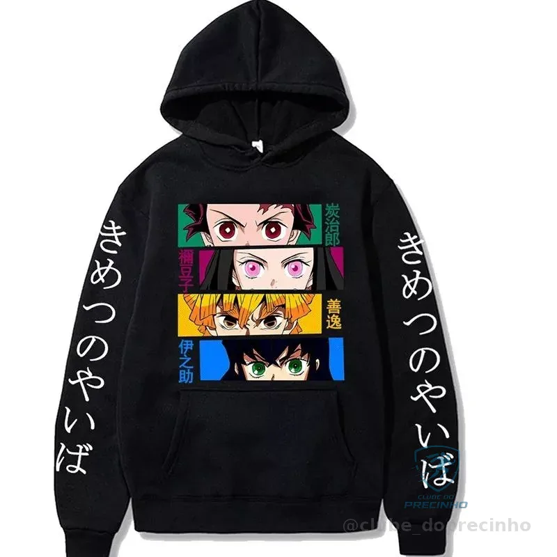 Moletom Blusa de Frio Anime Demon Slayer Kimetsu No Yaiba Harajuku Homme Canguru Shopee