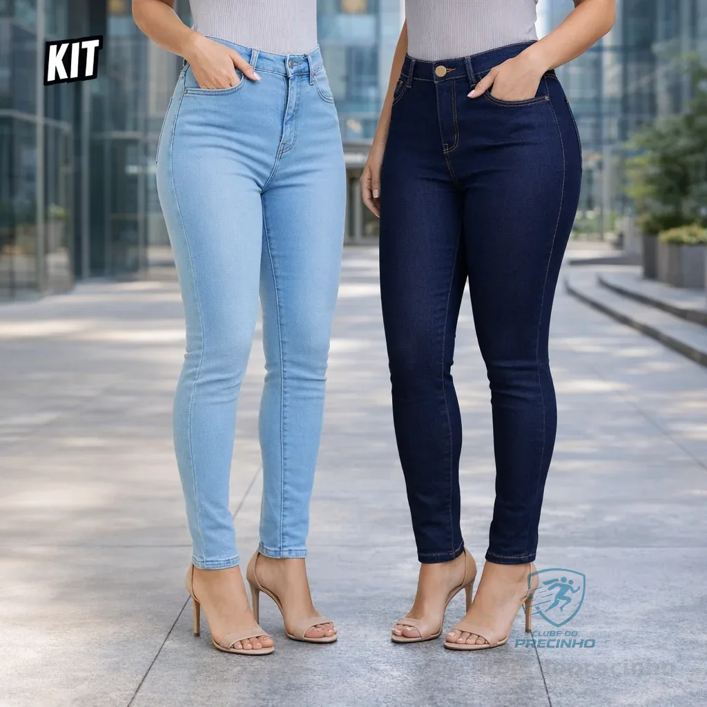 Kit 2 Calça Jeans Feminina Cintura Alta Com Lycra Mercado Livre
