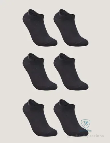 🚀 Kit De 6 Pares De Meias Masculino E Feminino Sapatilha Lupo Preto Liso 45-48
