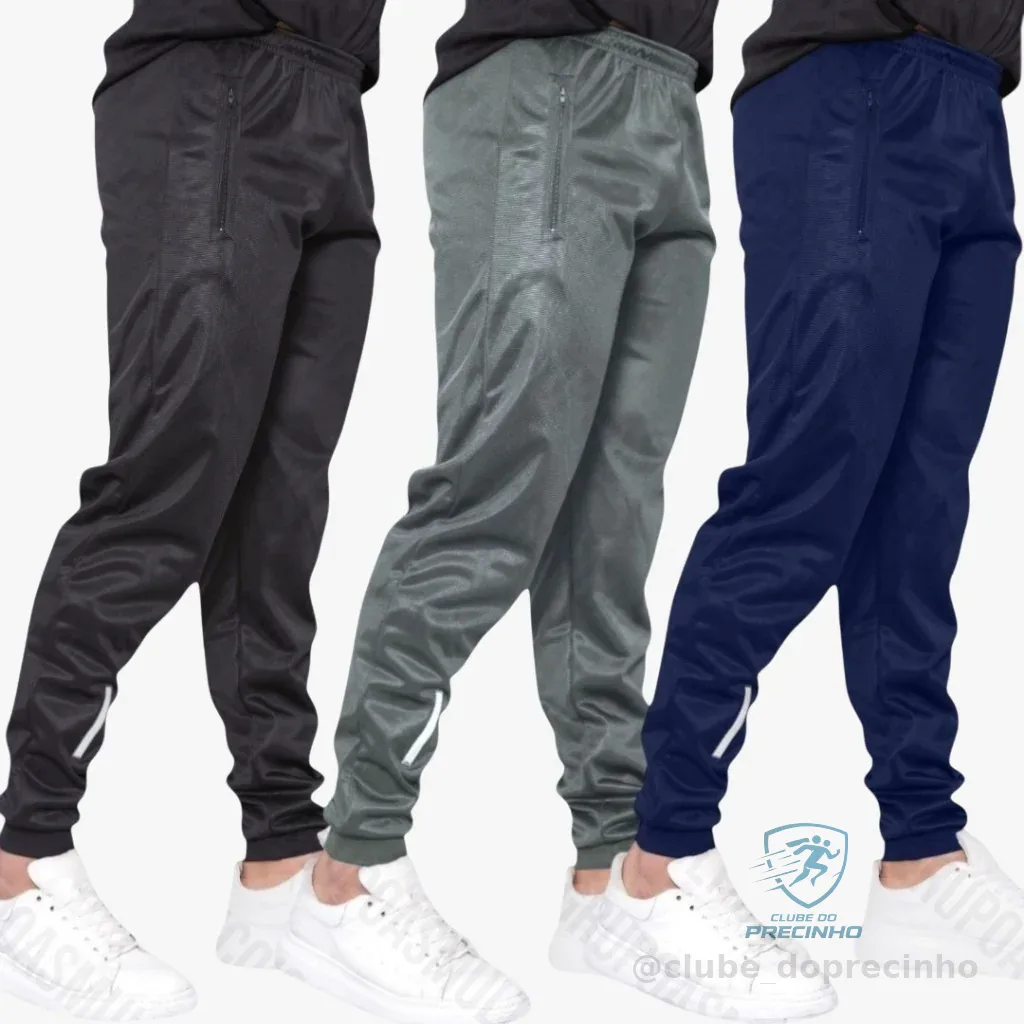 Kit Com 3 Calças Jogger Masculina do P ao GG Ótimas para academia Flanelada Protege do frio. Shopee