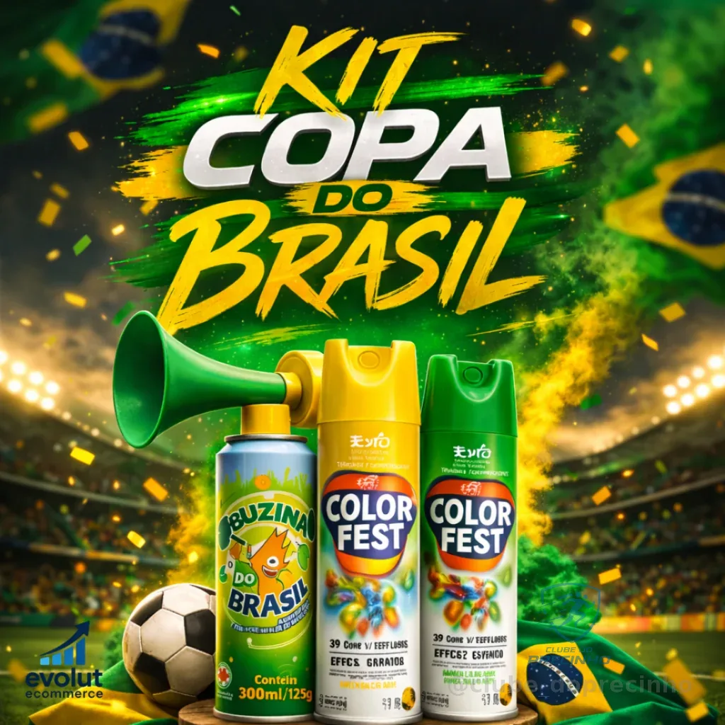 Kit Torcida da Copa 3 Itens: Buzina + 2 Spray Colorido Verde/Amarelo | Festa no Jogo Shopee