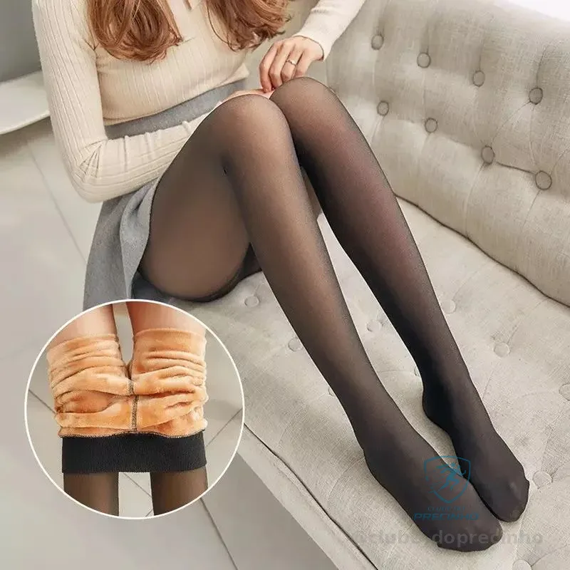 🚀 Meia-Calça Térmica Feminina Peluciada Translúcida Alta Elasticidade Super Quente Para Inverno