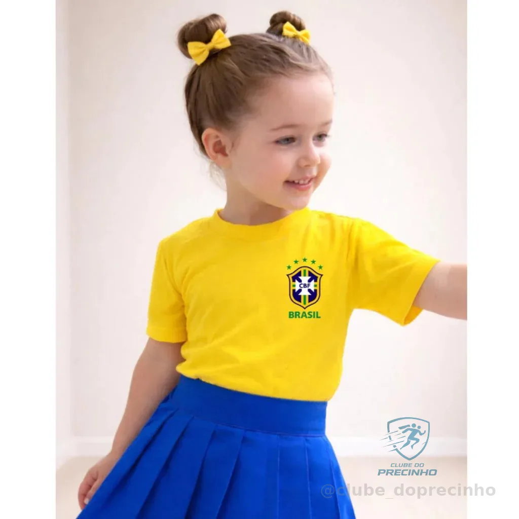 Camiseta Infantil Algodão Estampa Brasil Copa do Mundo Menina Princesa Shopee