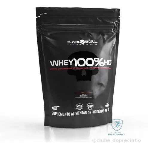 🚀 Whey 100% Hd Refil Black Skull - 900g (wpc, Wpi E Wph) Sabor Chocolate