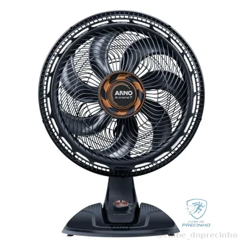🚀 Ventilador de Mesa Arno X-TREME 7 Cinza 40cm VE71, 150W, 7 Pás, 3 Velocidades, Oscilação 80º, Power Zone, Modo Noturno Silencioso, 110V