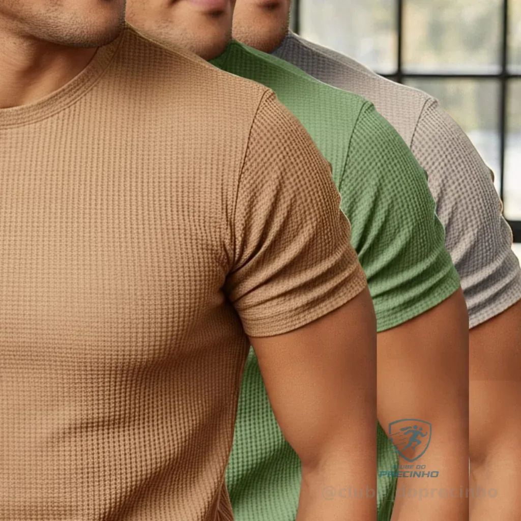 Kit 3 Camiseta Texturizada Casual Básica Reta Texturizada Malha Premium Shopee