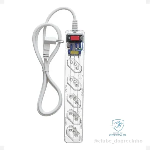 🚀 Filtro de Linha CLAMPER iCLAMPER Energia 5, 5 Tomadas, Proteção Contra Surtos Elétricos, 10A, Bivolt, Cabo 1m, Transparente