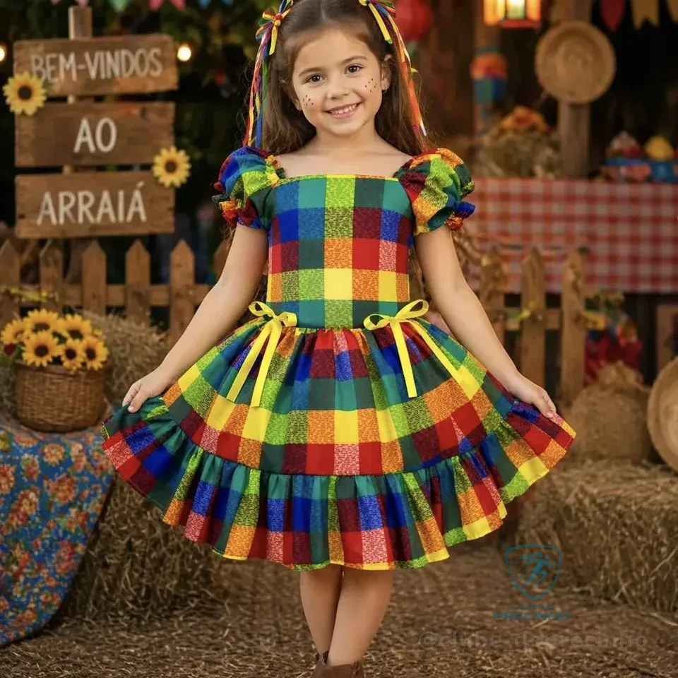 🚀 Vestido caipira junino menina festa quadrilha xadrez arraiá apresentação