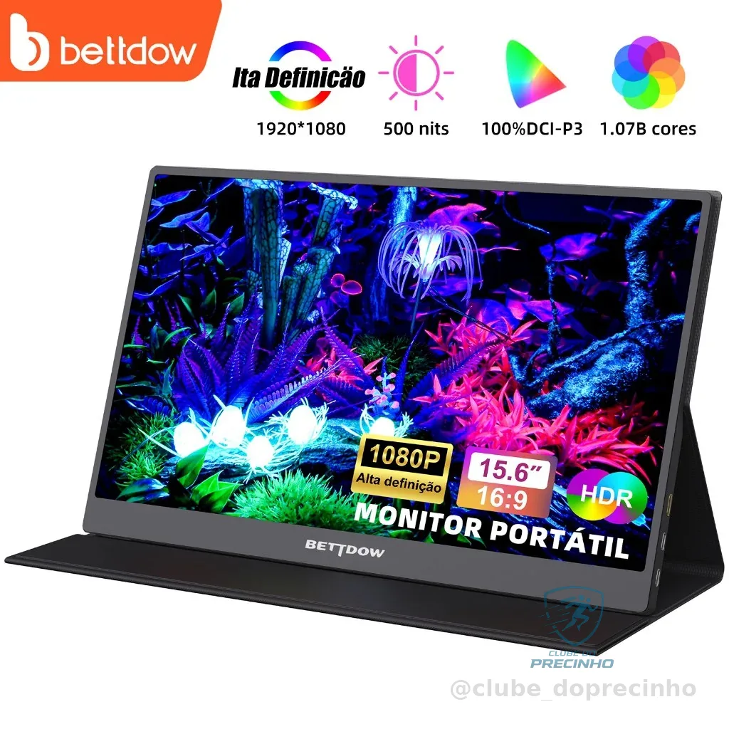 🚀 BETTDOW Monitor Portátil para laptop 15.6 ''19201080p 4k fhd ips monitor portátil para ipad/pc/mac/telefone/switch/ps4