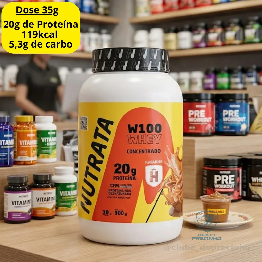 W100 Whey Concentrado Pote 900g Dulce De Leche Havanna Nutrata Doce De Leite