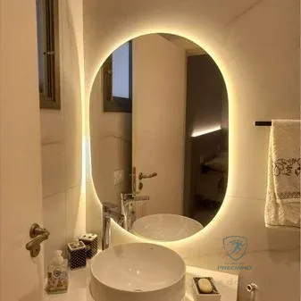 Espelho Oval Grande de Parede com LED Orgânico – Luz Quente e Fria para Banheiro Sala Quarto Shopee