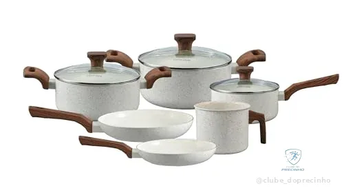 🚀 Mimo Style, Conjunto de 6 Panelas Pratic Cook Marmol Compatível com Fogão por Indução