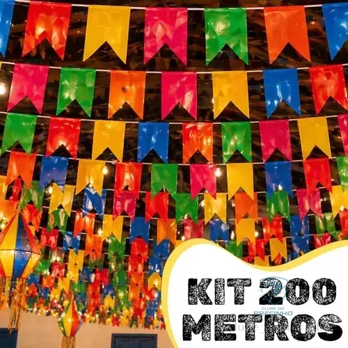 🚀 Kit 200m Bandeirinhas Festa Junina Plástico Resistente Decoração São João Colorido