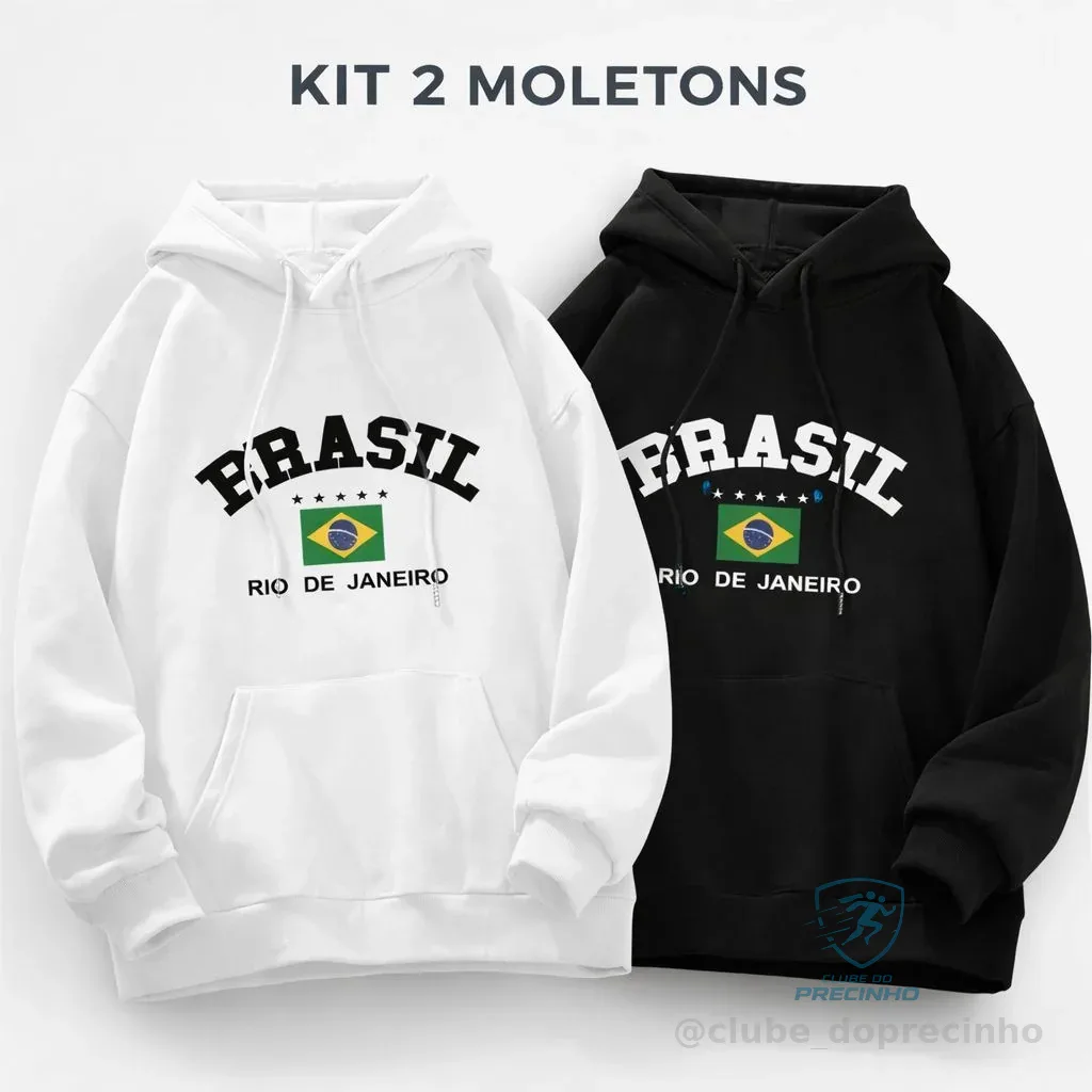 Kit Moletom Brasil Unissex Casaco Flanelado Algodão Premium Shopee