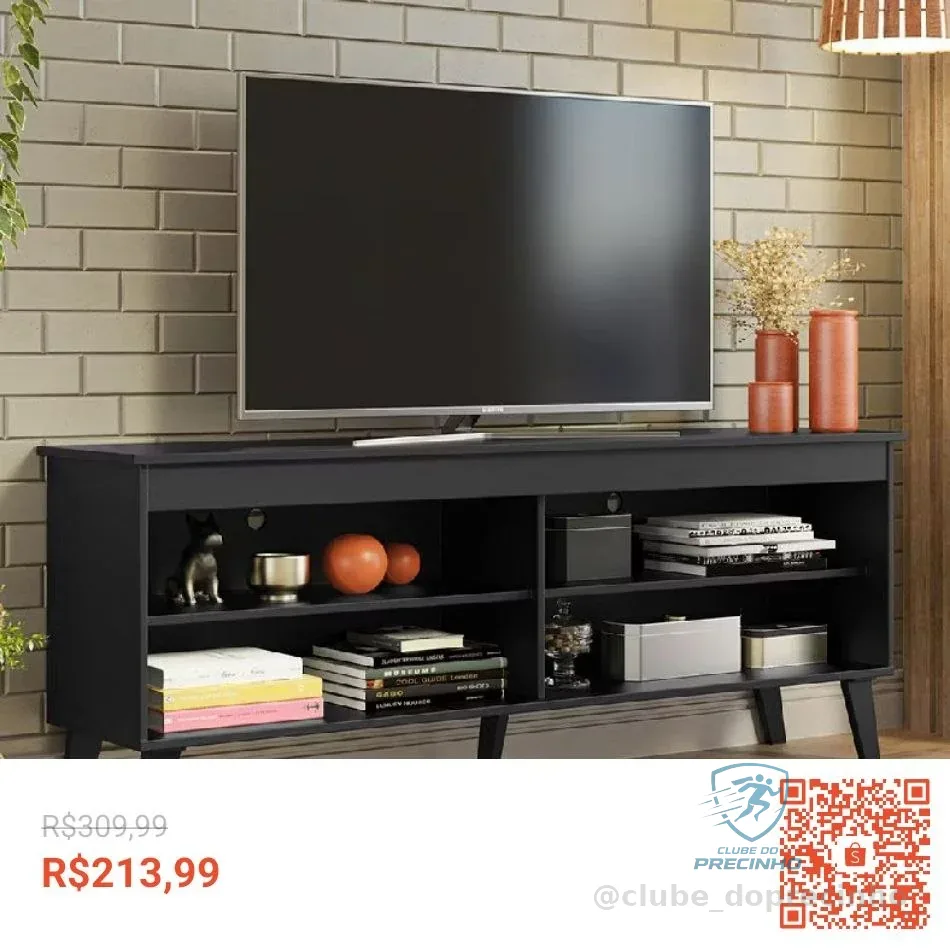 🚀 Rack para TV até 65 Polegadas com Pés Preto Turim Madesa