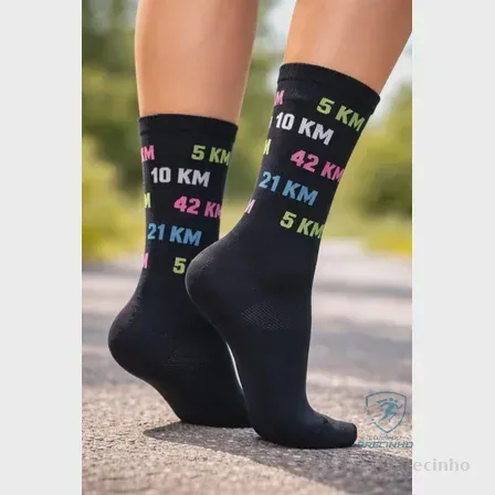 Meia Cano Alto Km Dry Poliamida Corrida Caminhada Pedal Preto 35-41 Mercado Livre