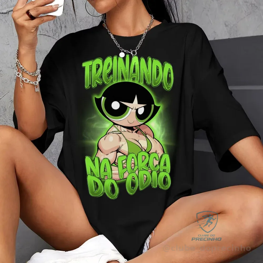 Camiseta Treino Feminina Docinho Super Poderosas Blusa Básica Estampada Roupa de Academia Treino Shopee