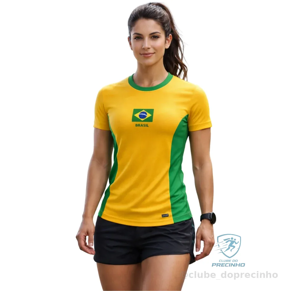 Camiseta Manga Curta Dry Fit Leve Brasil Blusa Feminina Adulta Copa do Mundo  Torcida do Hexa Shopee