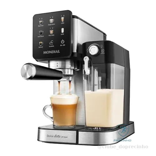 🚀 MONDIAL, Cafeteira Espresso Automática Dolce Latte 20 bar, Preto/Inox 1250W, 110V - CCL-01