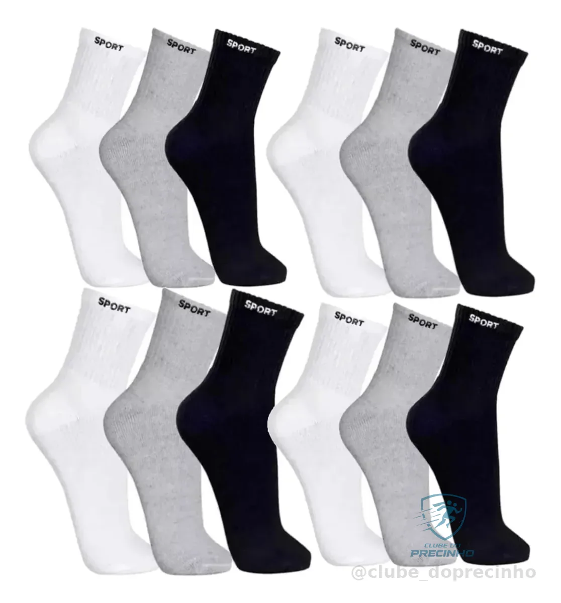 12 Pares de Meias Masculinas Cano Alto Grossa Algodão Mercado Livre