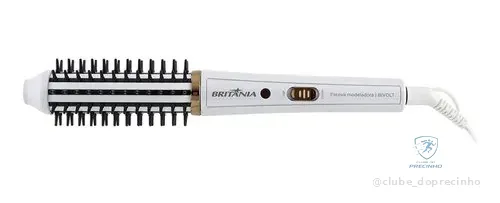 🚀 Escova Modeladora Britânia 2 Em 1 Branca Bec04 Bivolt Branco 127/220v