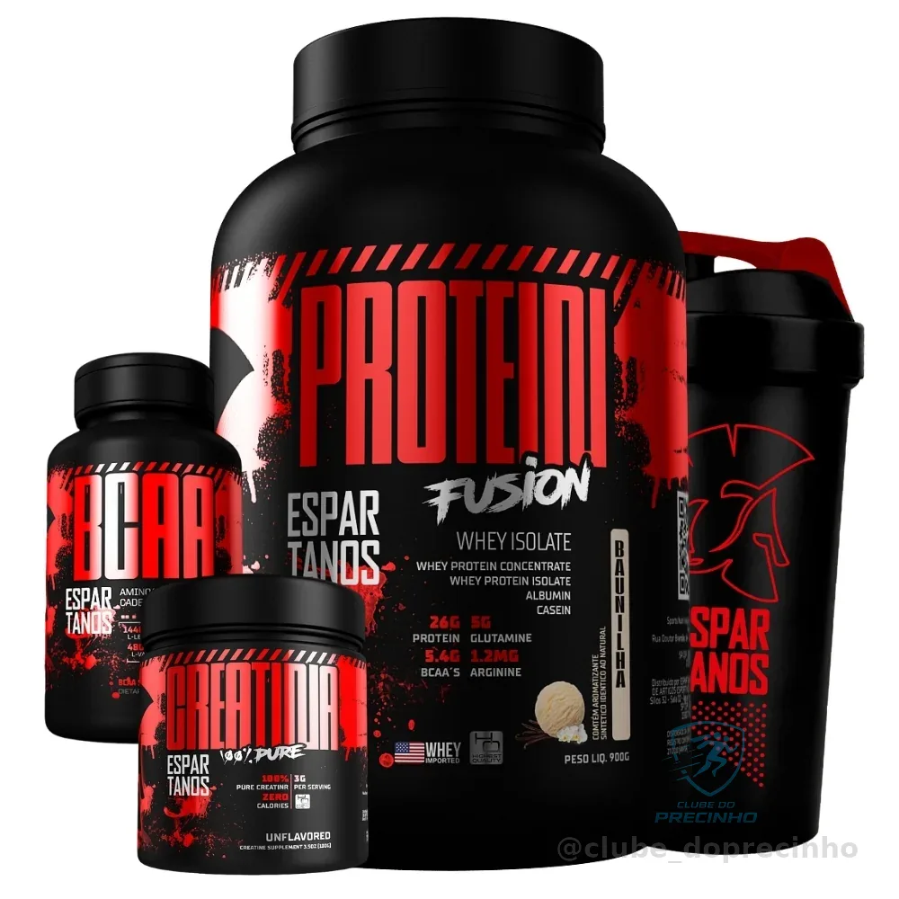 Kit Whey Protein Fusion + Bcaa + Creatina + Shaker Shopee