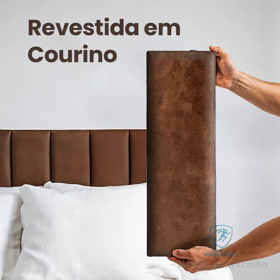 Kits Cabeceira Estofada Courino Marrom 20x60 Módulo Minimalista Macio Cama Solteiro Casal Queen King